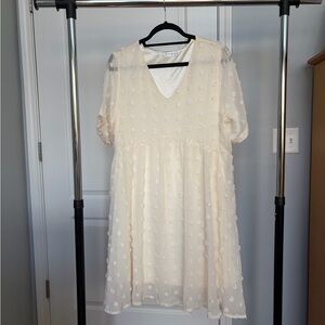 Cream Short Sleeve Dress